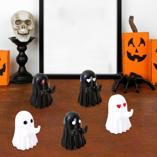 Ghost Phone Holder Cute Small Middle Finger Ghost Figurine Phone Stand Halloween Tabletop Pen Holder for Home Office Desktop Decoration