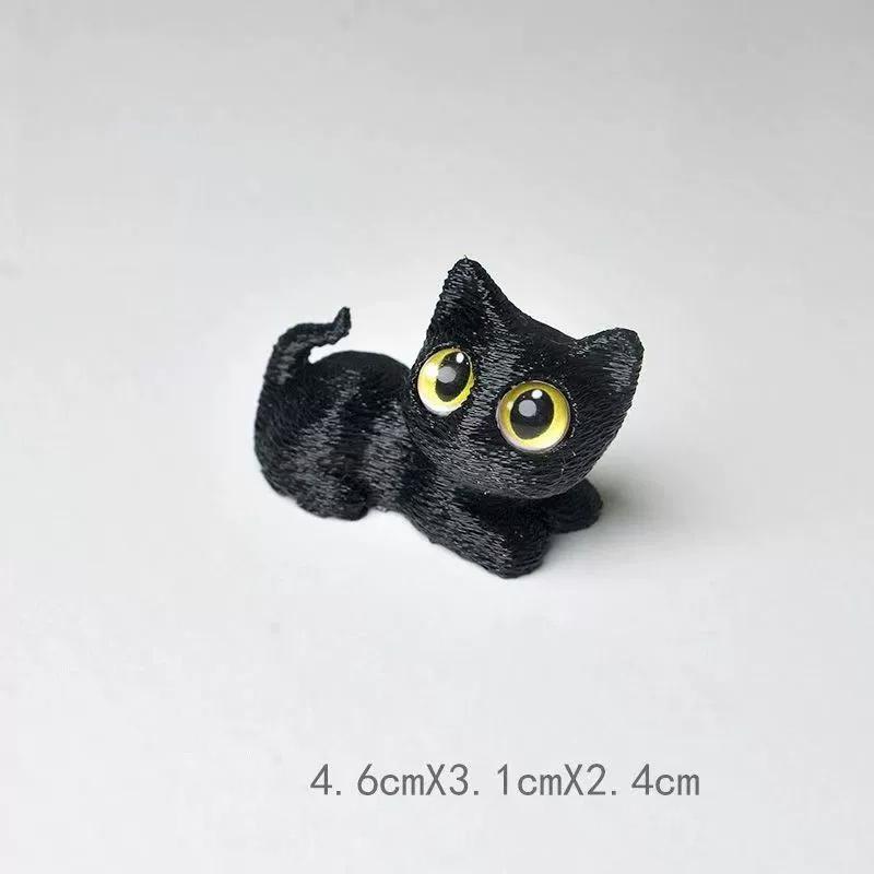 3D Printed Big-Eyed Cat Ornaments Mini Statues Miniature Cute Kitten Micro Landscape Crafts Small Ornaments Desktop Decoration