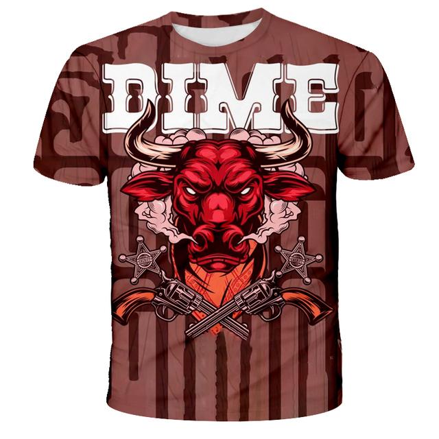 

Мужская и женская футболка с 3d принтом животных, крупного рогатого скота, летняя классическая повседневная футболка с круглым вырезом и коротким рукавом, модные свободные топы большого размера, мужская футболка XXL