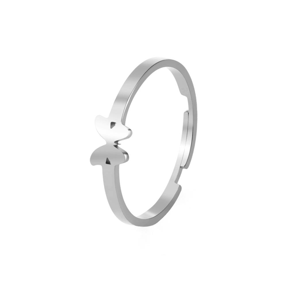 Hohl gearbeitete Schmetterlings-Partnerringe aus Edelstahl für Damen Geschenk Dating-Schmuck Damen Herren Valentinstagsring Geburtstagsgeschenk