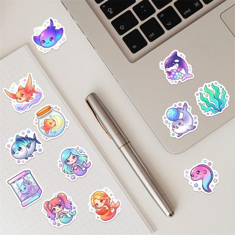 10/30/50PCS Cartoon Marine Life Sticky PVC Sticker DIY Laptop Luggage Skateboard Colored Decoration Scrapbooking for Kids