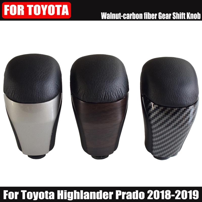 Carbon Fiber Silver Car Gear Lever Shift Knob Handle Head For Toyota Highlander Prado 2018 2019 2020 Automatic Accessories