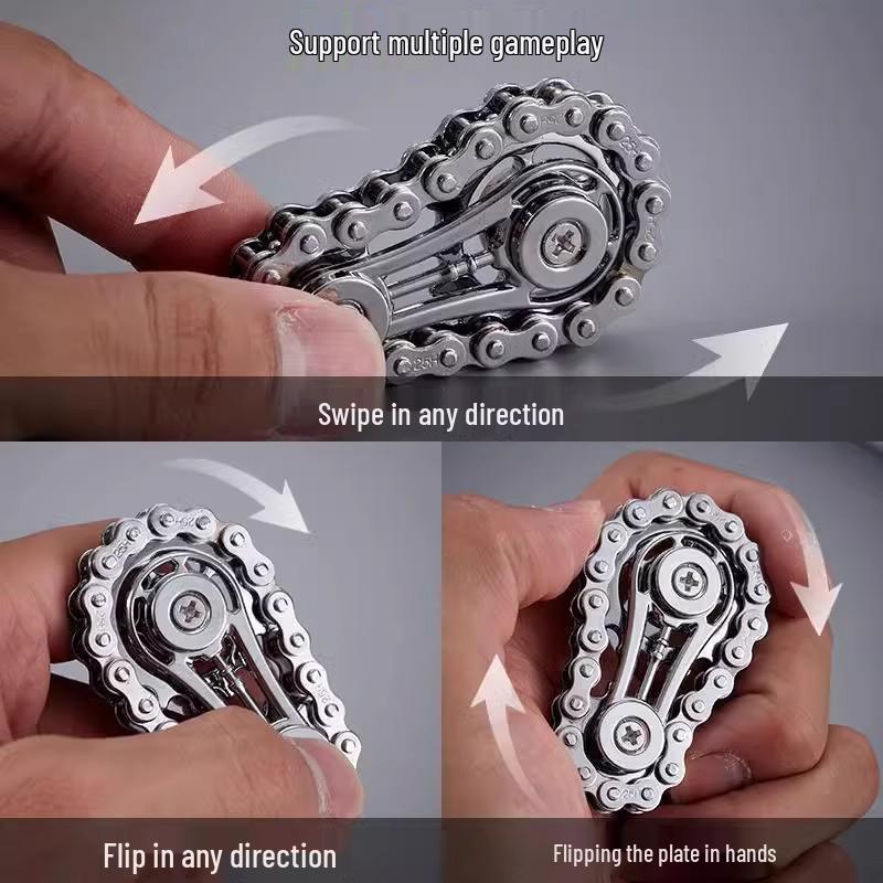 Metal Gear Chain Fidget Spinner - Stress Relief Mechanical Toy