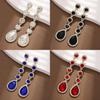 Boucles d'oreilles Goutte d'eau Style Français Vintage pour Femmes avec Détails Strass pour Soirée