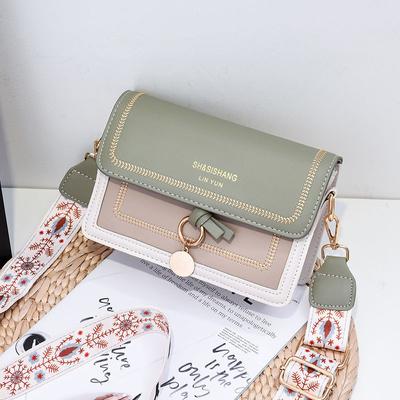 Wide Shoulder Strap Bag Trend Texture Women's Bags Foreign Shoulder Multi-compartment Small Square Bag Small Fresh Crossbody Bag