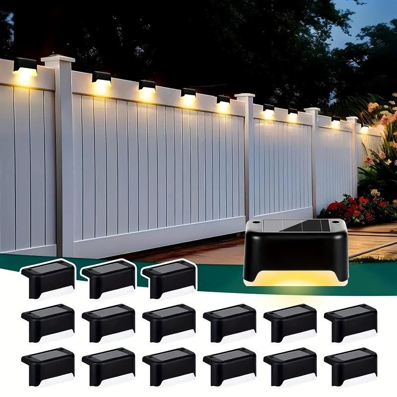 4Pack LED Solar Stair Light Lamp Waterproof Passage Courtyard Guardrail Step Night Light for Outdoor Garden Borders Terrace