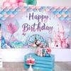 Mermaid Themed Print Design Birthday Decoration Background Cloth For Party Kids