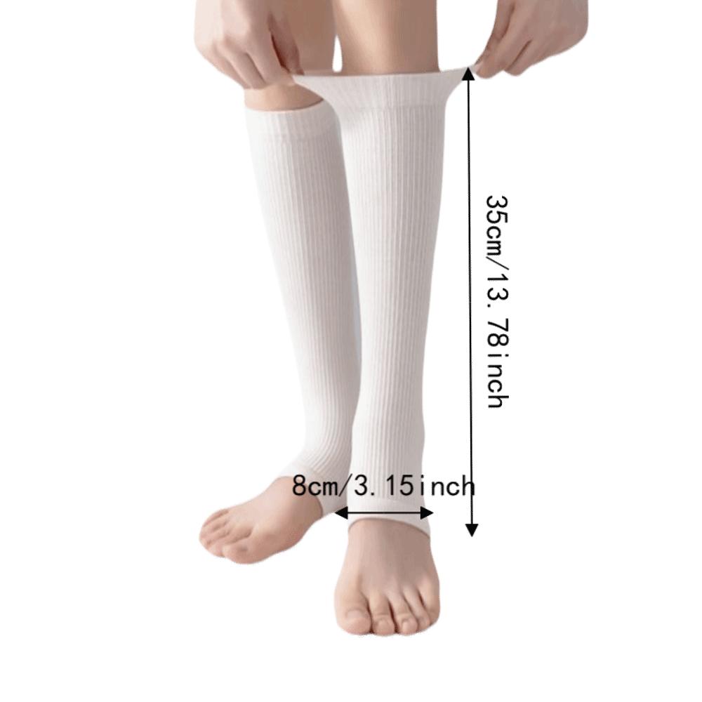 4pcs Over The Calf Knee High Stockings Open Toe Ribbed Knit Stockings Open Heel Stockings  For Women