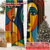 2pcs   2D FLAT PRINTING Curtains (Without Rod) Abstract Faces(2) Festive Fashion Curtains Versatile Durable Polyester Curtains