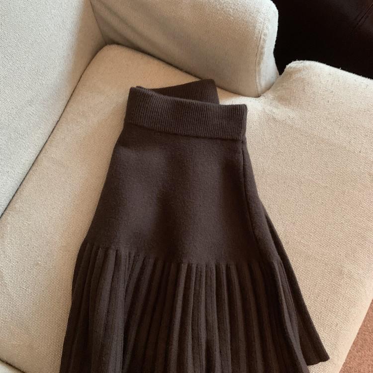 Grey High-Waisted Pleated A-Line Skirt for Women - Autumn White Short Style