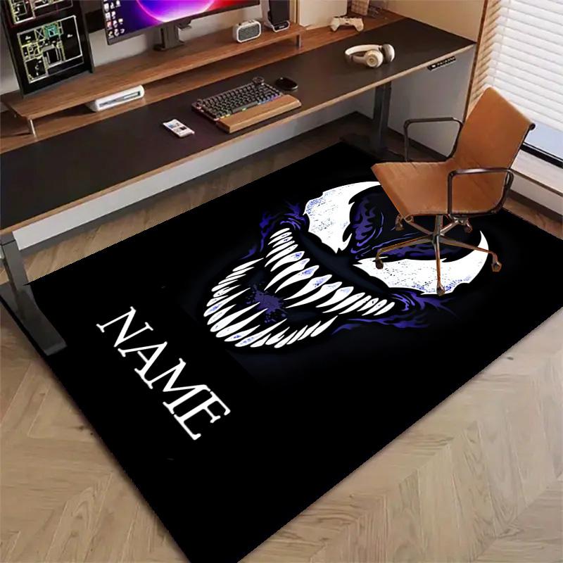 Custom Venom Mat Personalized Name, Polyester Washable Indoor Entryway Rug, Gift for Christmas, Easter, Thanksgiving Day