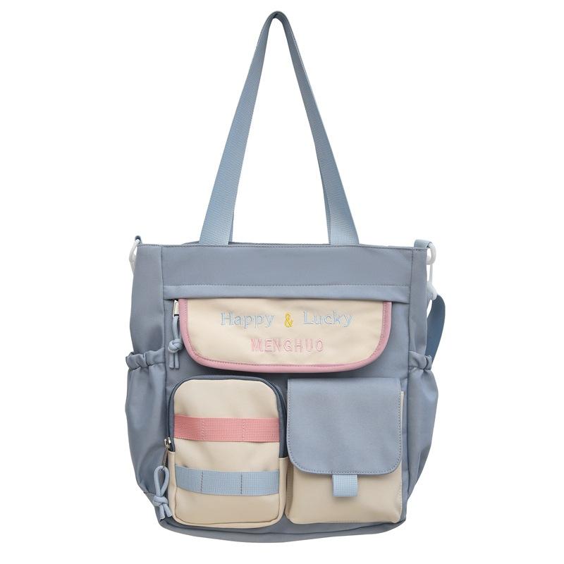 Color Satchel Letter Study Bag Student Tutoring Bag Shoulder Bag Style Harajuku