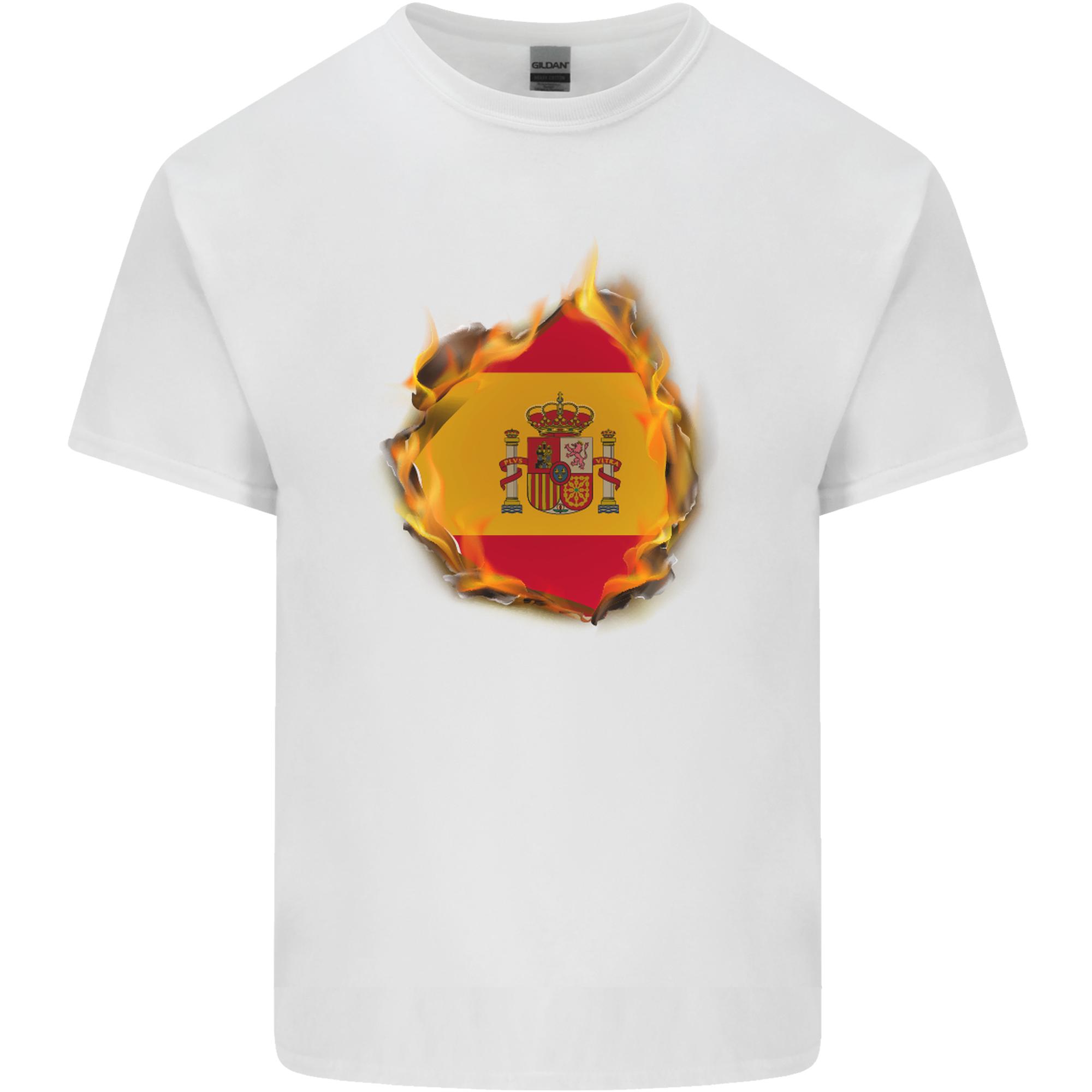 The Spanish Flag Fire Effect Spain Unisexs Light Cotton TShirt S