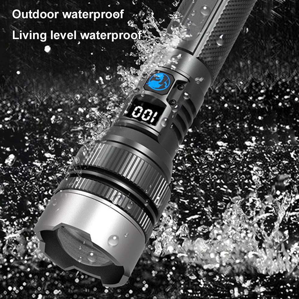 High Strong Power Led Flashlights 2000LM Tactical Torch With Display Light USB Charging Camping Fishing Emergency Zoom Lantern