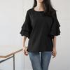 Summer New Double-layer Lotus Leaf Sleeve Crew Neck Shirt Women's Casual Loose Top Women's