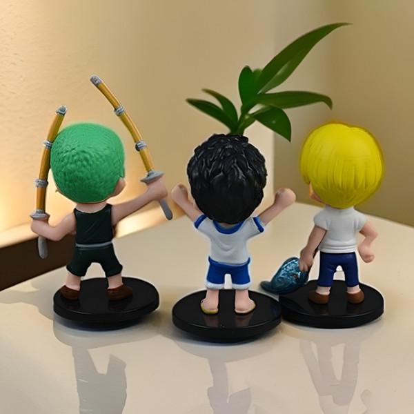 One Piece Figurine Set: Luffy, Zoro, Ace - Anime Collectible Gift Box for Students