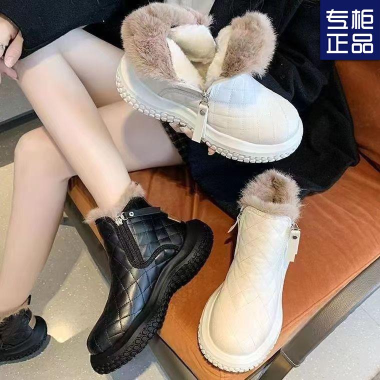 Iarnă nou cizme scurte lână îngroșată blană integrată pantofi de damă cizme de zăpadă pantofi scurți de bumbac termic pentru femei