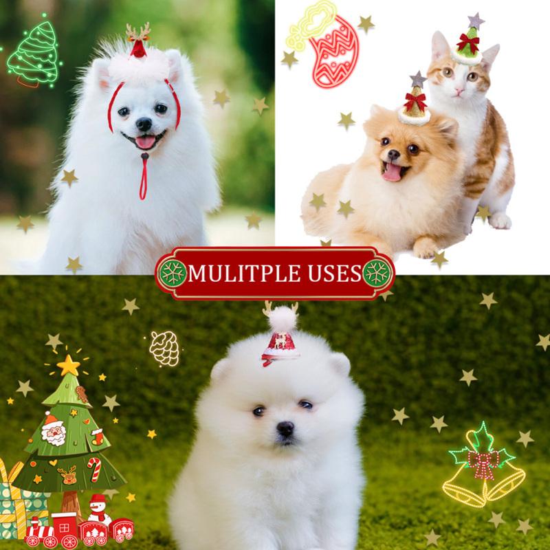 Pet Lace Christmas Hat Headdress Adjustable Drawstring Design Pet Supplies For Christmas Parties