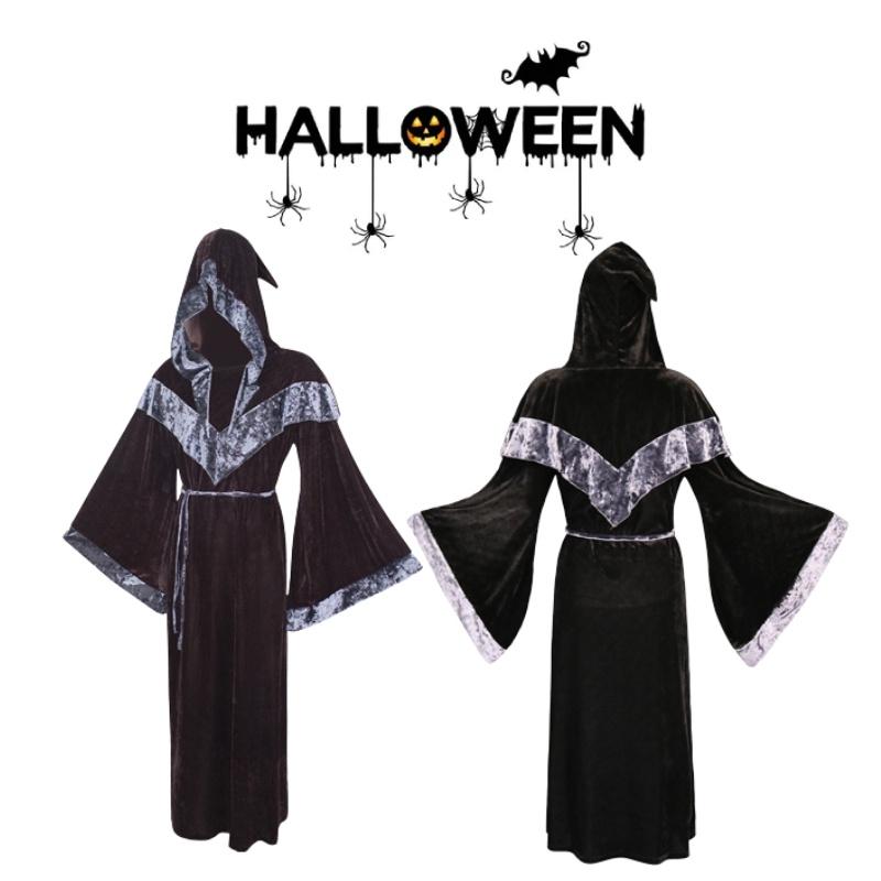 Monk Medieval Priest Robe Halloween Carnival Party Gothic Cosplay Cloak Costume