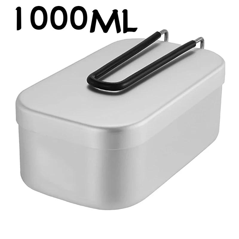 Портативный алюминиевый ланч-бокс для кемпинга, пикника, путешествий, прямоугольный, для приготовления риса, японский бенто-ланч-бокс