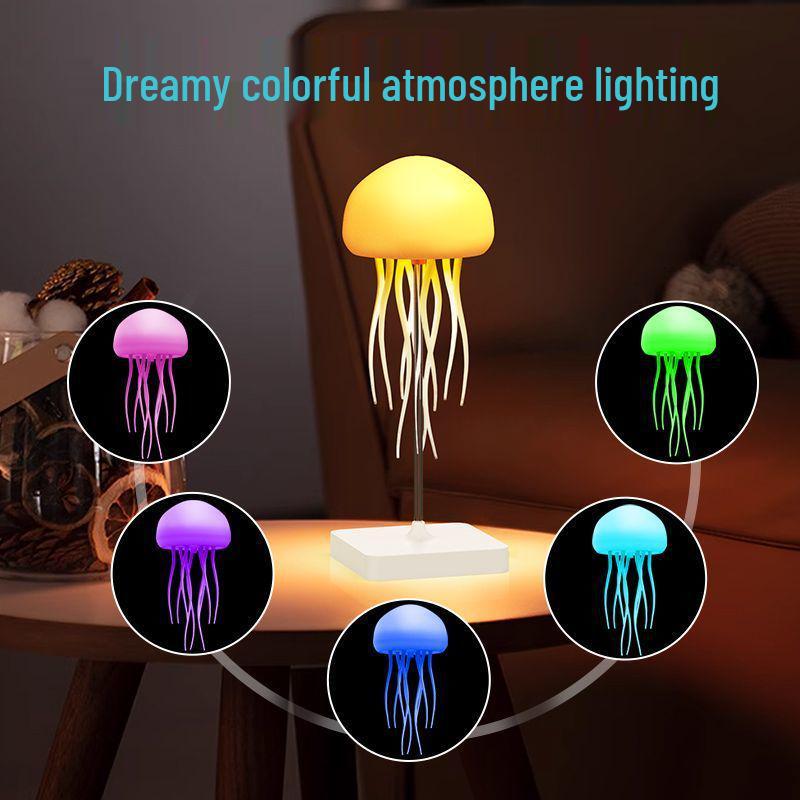 Sound-Controlled Gradient Jellyfish Night Lamp: Seven-Color Changing Bedside Pendant Light with Creative Induction Atmosphere