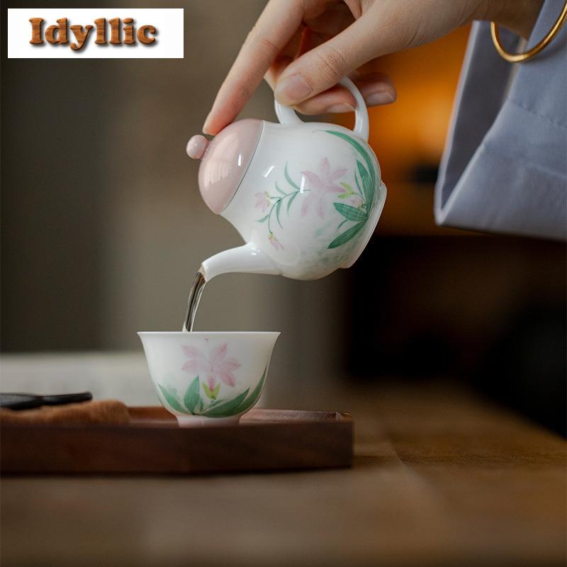 135ml Hand-painted Iris Autumn Kettle Teapot Handmade Tea Infuser Pot Tea Maker Kettle With Filter Drinkware Accessories Gift