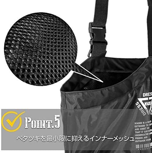 Kläder Brösthöga vadare med radial sula, AIRBORNE XL, Höjd: 175-180cm, Stövlar: 27-27,5 cm, Svart, Katastrofberedskap