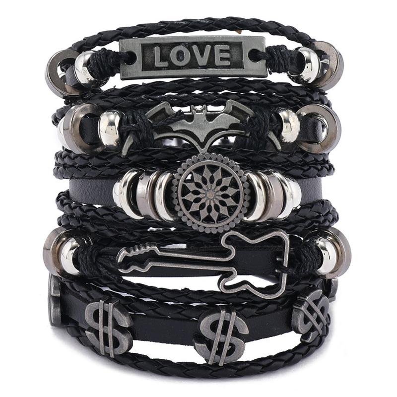 Xiyin Temu European and American Trend Retro Fashion Punk Style Leather Bracelet