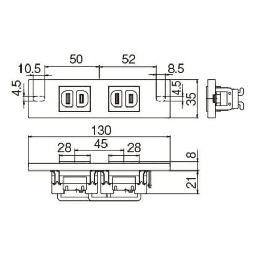 Panasonic S Plate Embedded Double Outlet Set Matte Finish Ceramic White WN100215CW