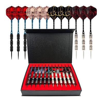 12er Pack Set Darts Metallspitze Professionelle Metallpfeile mit rutschfestem Eisen-Schaft Aluminium-Pfeilschäfte und Flights