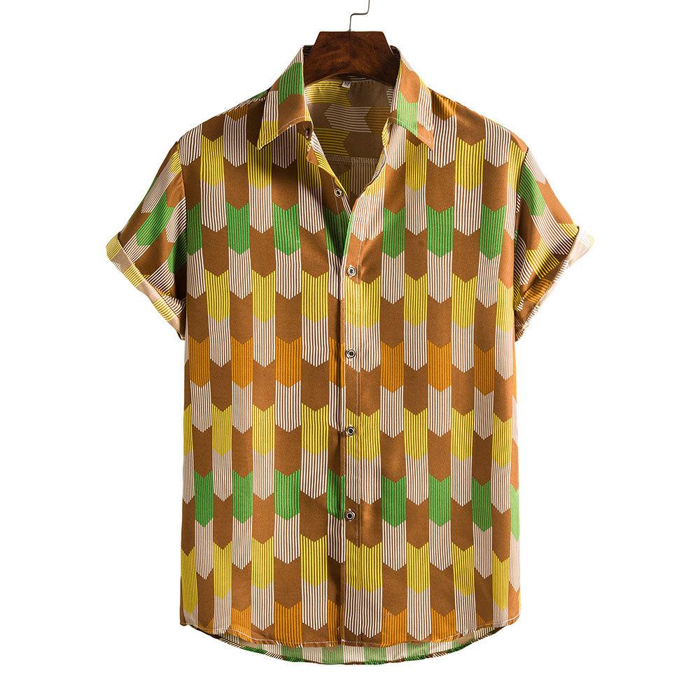 New 2025 Spring and Summer Men's Beach Shirt Hawaiian Short-sleeved Flower Shirt Men's E-commerce Supply
