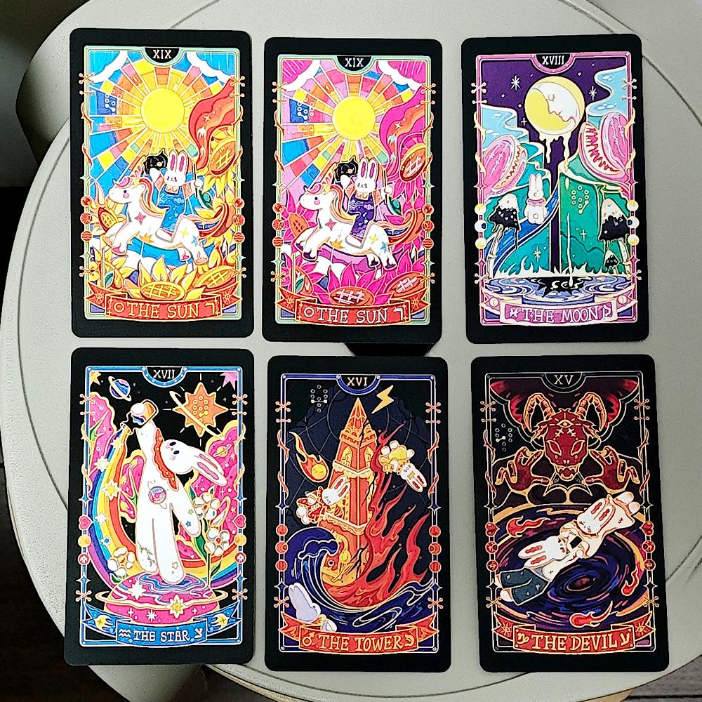 10.3*6cm Galaxy Reverie Tarot Deck 78 Cute Rabbit-themed Tarot Cards Based On Rider System