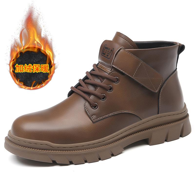 Martin Boots Men's Winter Men's Shoes 2025 New High-top Casual Velvet Leather Boots Trendy Versatile Retro Tooling Short Boots