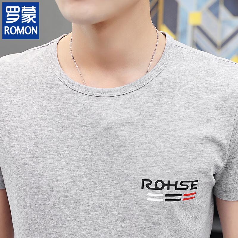 Romon Men's Printed Round Neck T-shirt