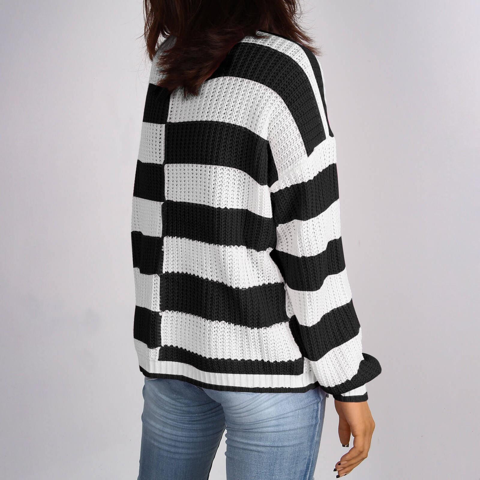 Женский круглый вырез асимметричного кроя свитер с контрастным цветом — фото 4