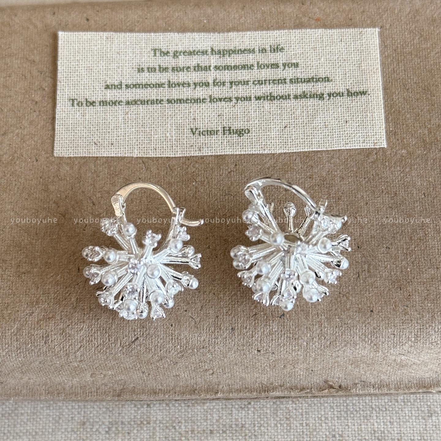Silver Firework Pearl Ear Cuff for Women
