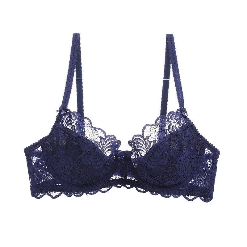 Sexy Lace Underwear Ultra-thin Large Breasts Small Anti-sagging Bra Comfortable Breathable Large Size Bra Bra