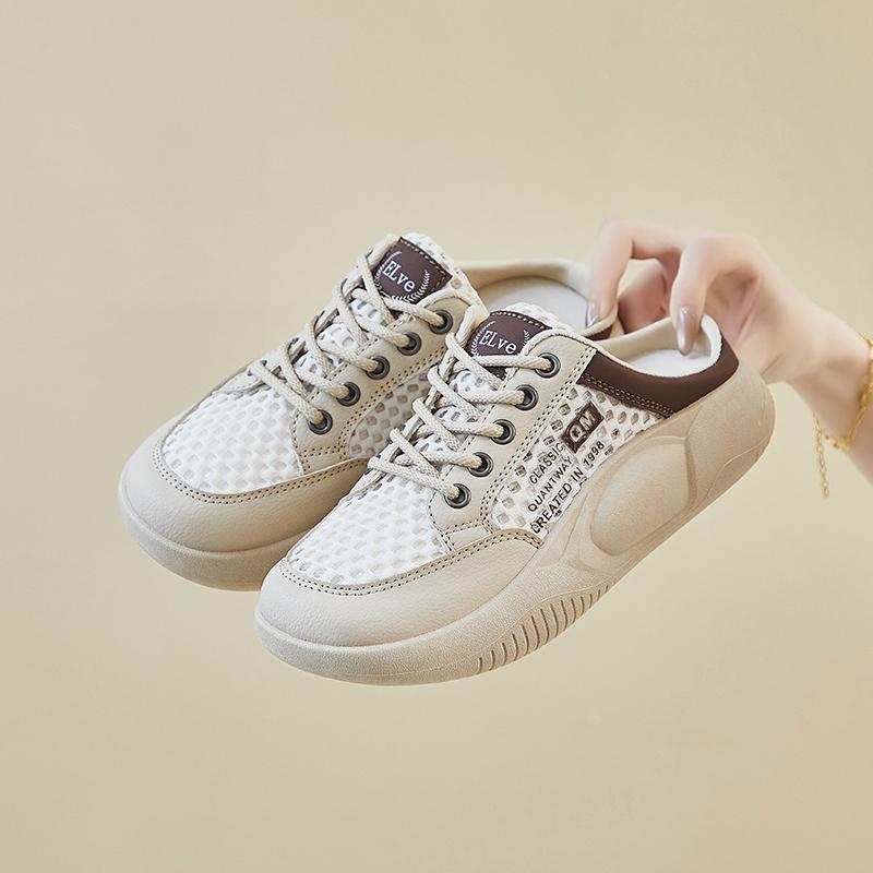 Fashion 2025 Brand Ladies Shoes Closed Toe Women's Slippers Fashion Front Lace-up Outdoor Mesh Best Seller Casual Breathable Sneakers