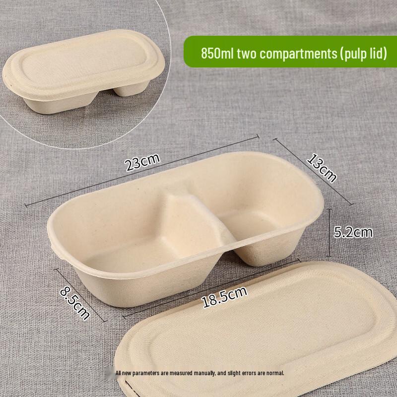 

Eco-Friendly Dual-Compartment Sugarcane Meal Containers with Lids