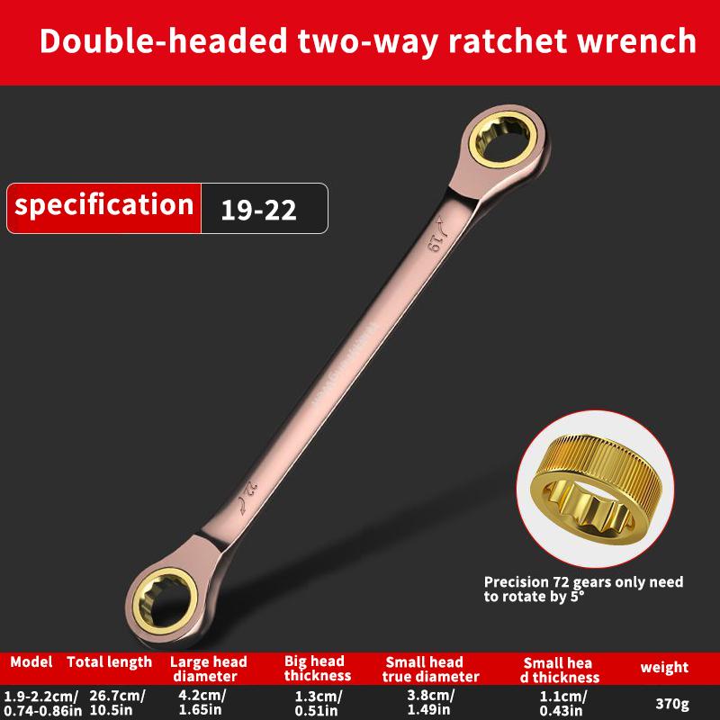 Double Head Ratchet Wrench , 6-27mm Chrome Vanadium Steel, Reversible Combination Spanner for Auto & DIY Repairs