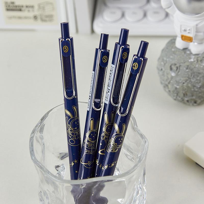 4pcs Aviation Rabbit Gel Pens Set Gold Doodle 0.5mm Ballpoint Black Color Ink for Writing