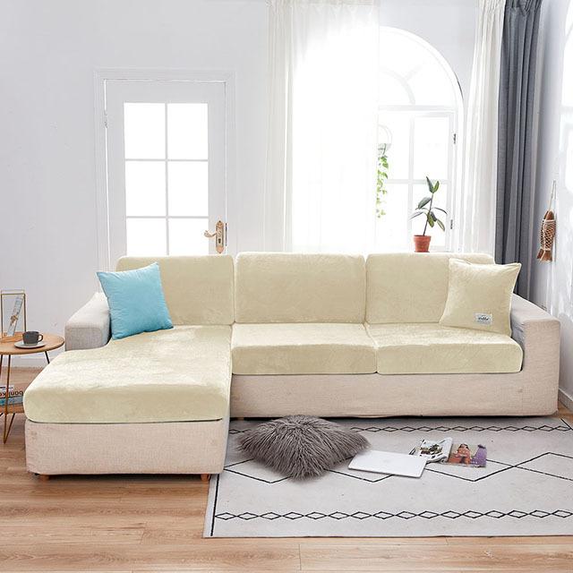 Velvet Plush L Shaped Sofa Cushion Cover For Living Room Elastic Furniture Couch Slipcover Chaise Longue Sofa Seat Cover Stretch