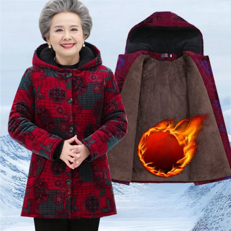 Winter Women's Plus Velvet Thick Cotton-padded Jacket   Cotton-padded Corduroy Hooded Warm Padded Jacket