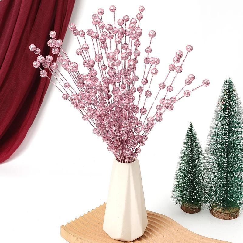 40cm Christmas Decoration Artificial Flowers Glitter Berry Xmas Tree Ornaments for Home Decor Navidad New Year Party Supplies
