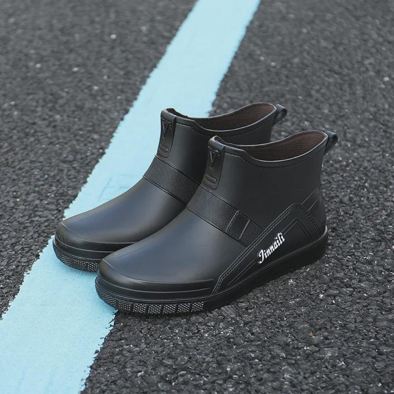 

Мужские нескользящие водонепроницаемые резиновые сапоги - Модные сапоги средней высоты для рыбалки, кухни и работы с бархатной подкладкой 44