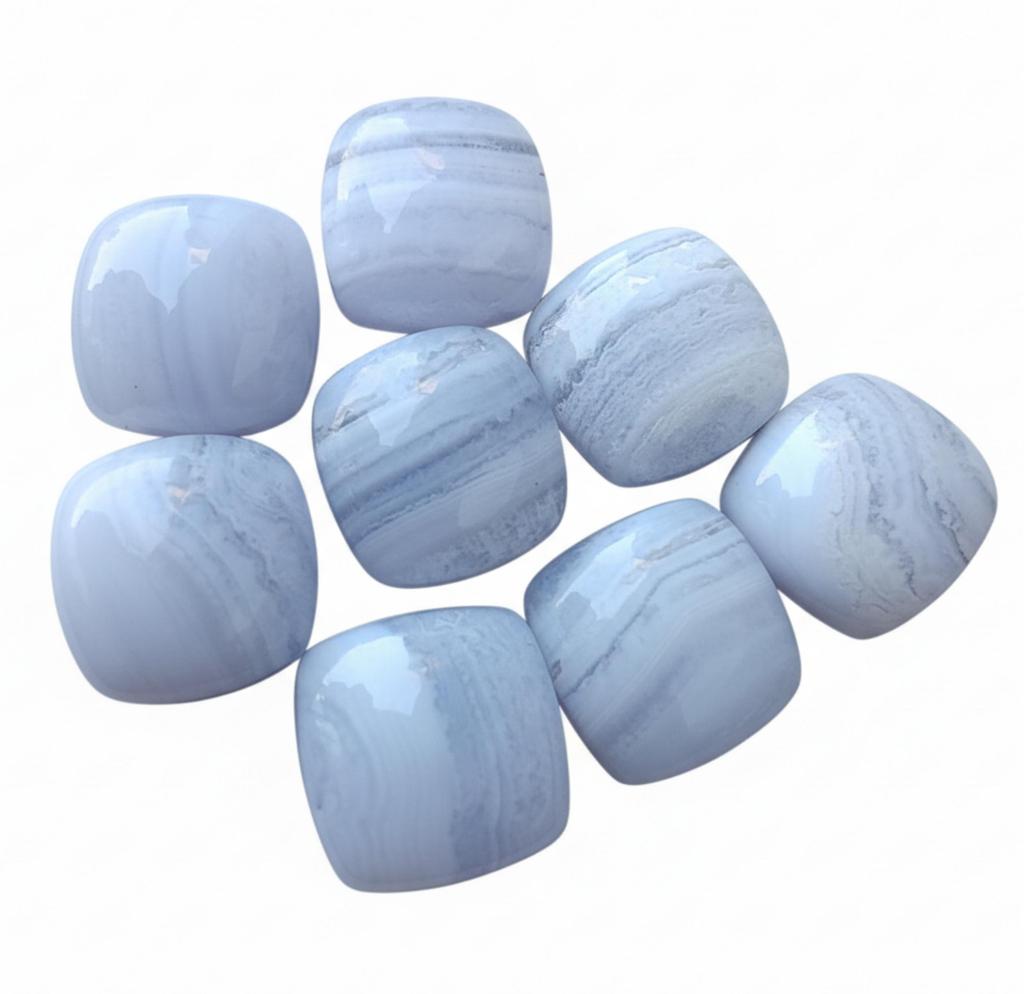 Naturalne Niebieskie Chalcedony Kamienie Szlachetne, Kwadratowe Kaboszony Gładkie i Jedwabiste