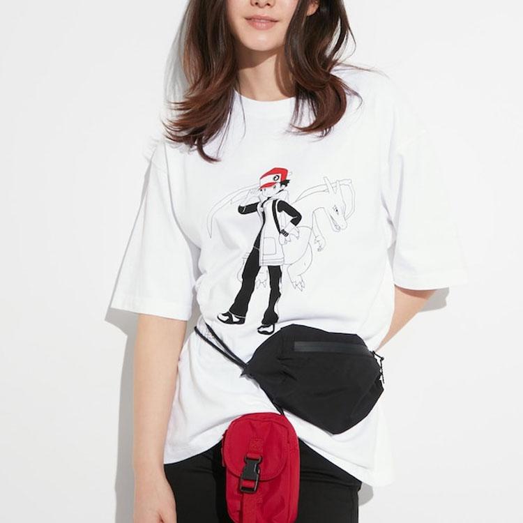Uniqlo X Pokémon Collaboration SS23 Ash Pattern Printed Short Sleeve T-Shirt Unisex Tops White 462031-00