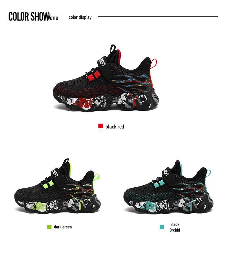 Boys' Breathable Mesh Running Shoes for Ages 7-12, Lightweight Sports Shoes for Spring and Autumn 2024.