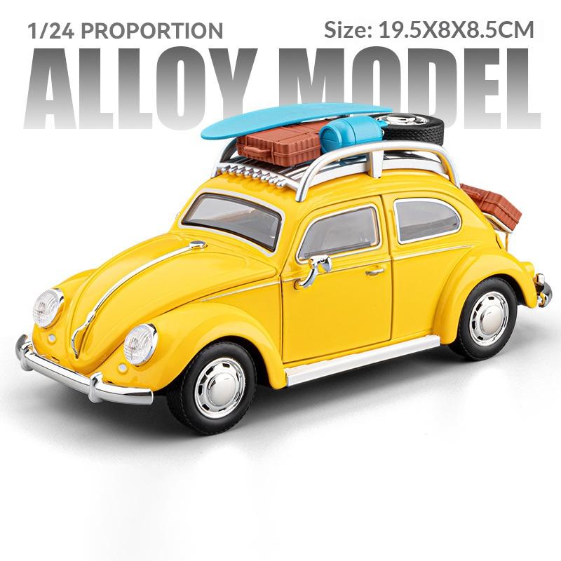 Beetle alloy die-cast car model 1/24 simulated sound and light retro car toy collection ornament holiday gift