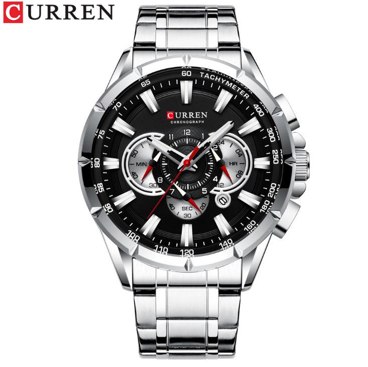 

CURREN 8363 Men s Waterproof Quartz Steel Band Watch with Multifunctional Seven-Needle Design and Calendar/Weekday Display.
